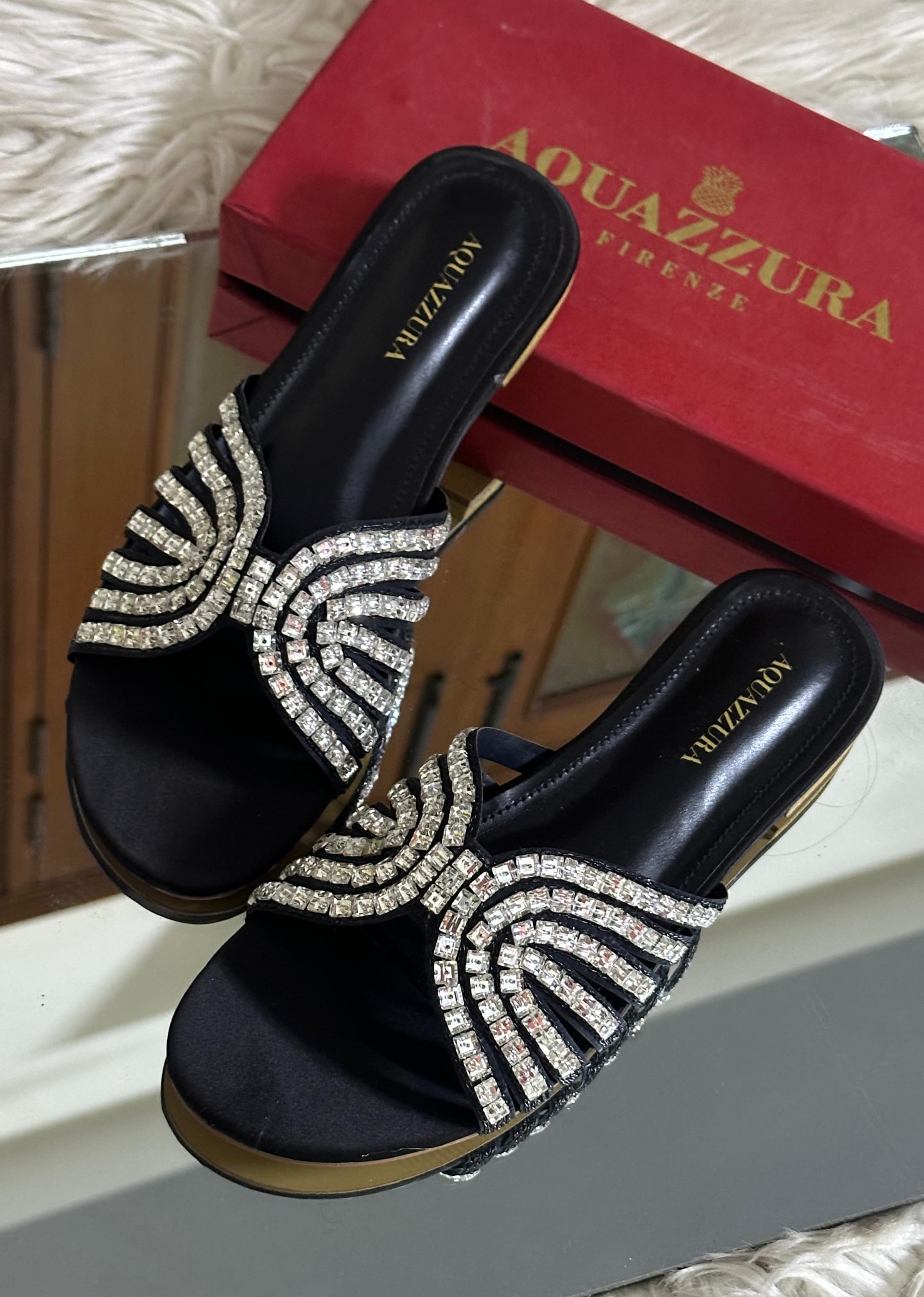 Aquazzura Flats – Elegant Women Footwear (Black)