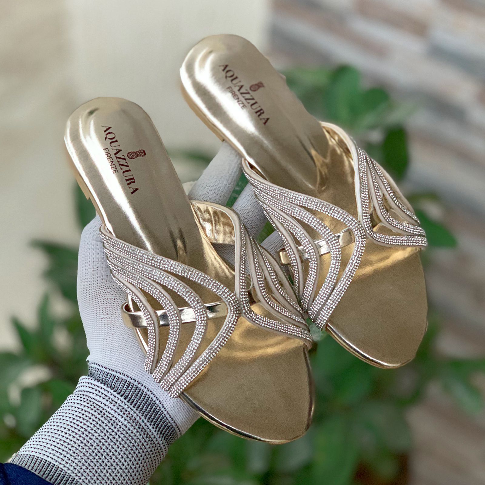 Aquazzura-Inspired Flats with Brand Box – (Gold)