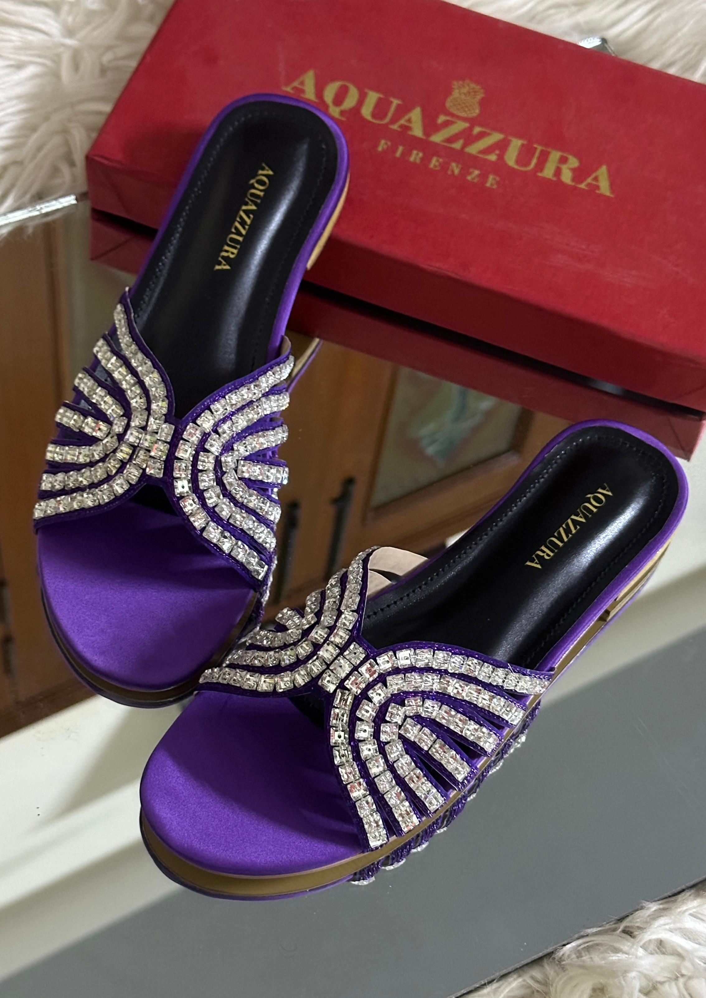 Aquazzura Flats – Elegant Women Footwear (Purple)