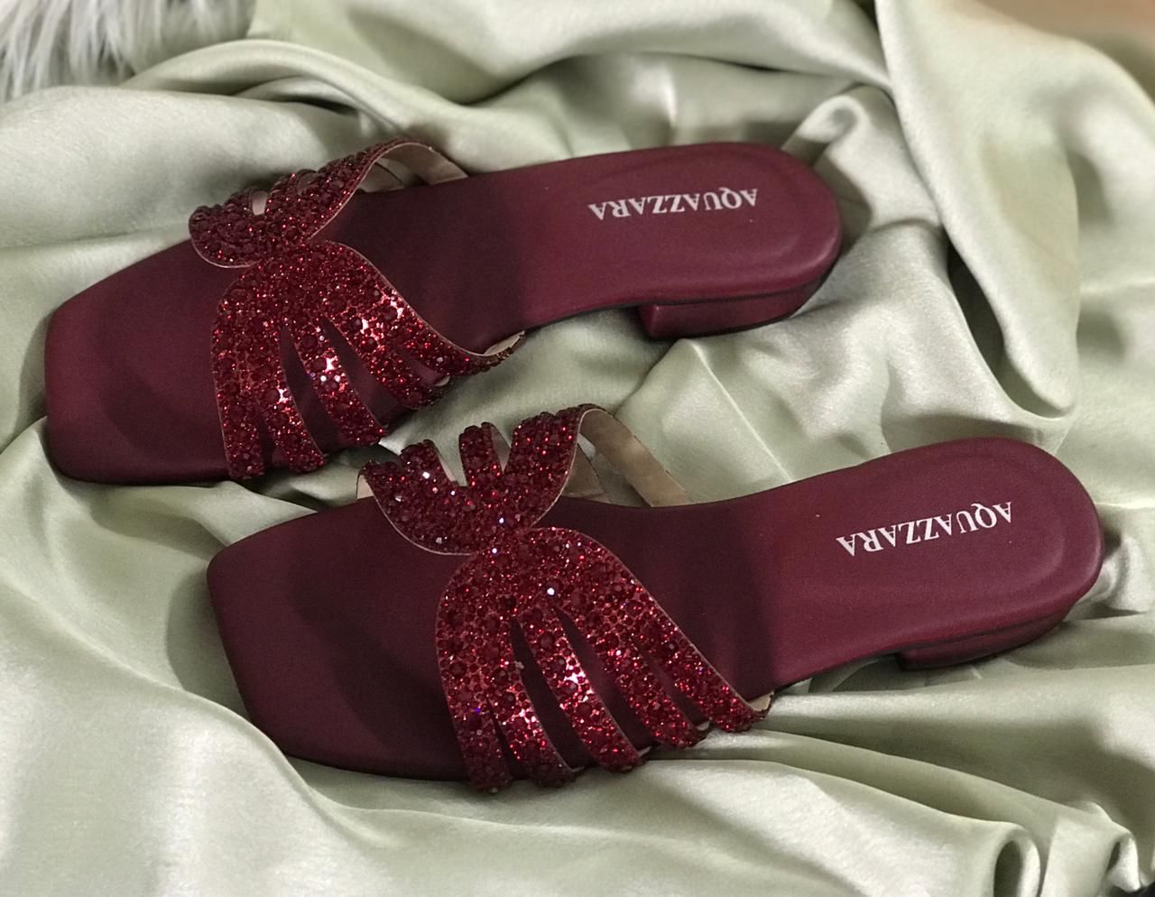 AQUAZZURA Signature Slippers – Premium Collection (Maroon)