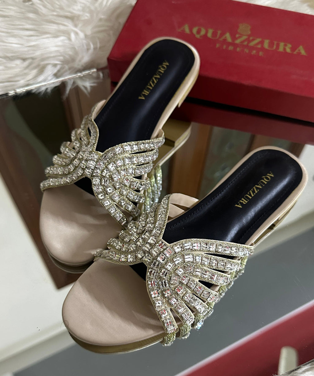 Aquazzura Flats – Elegant Women Footwear (Beige)