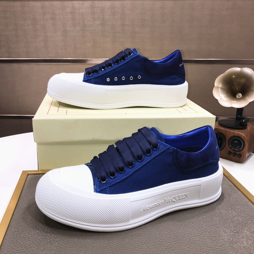 Alexander Mcqueen Navy Deck Lace-up Plimsoll Sneaker