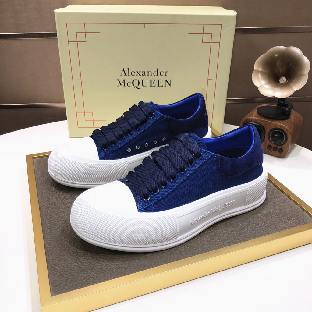 Alexander Mcqueen Navy Deck Lace-up Plimsoll Sneaker