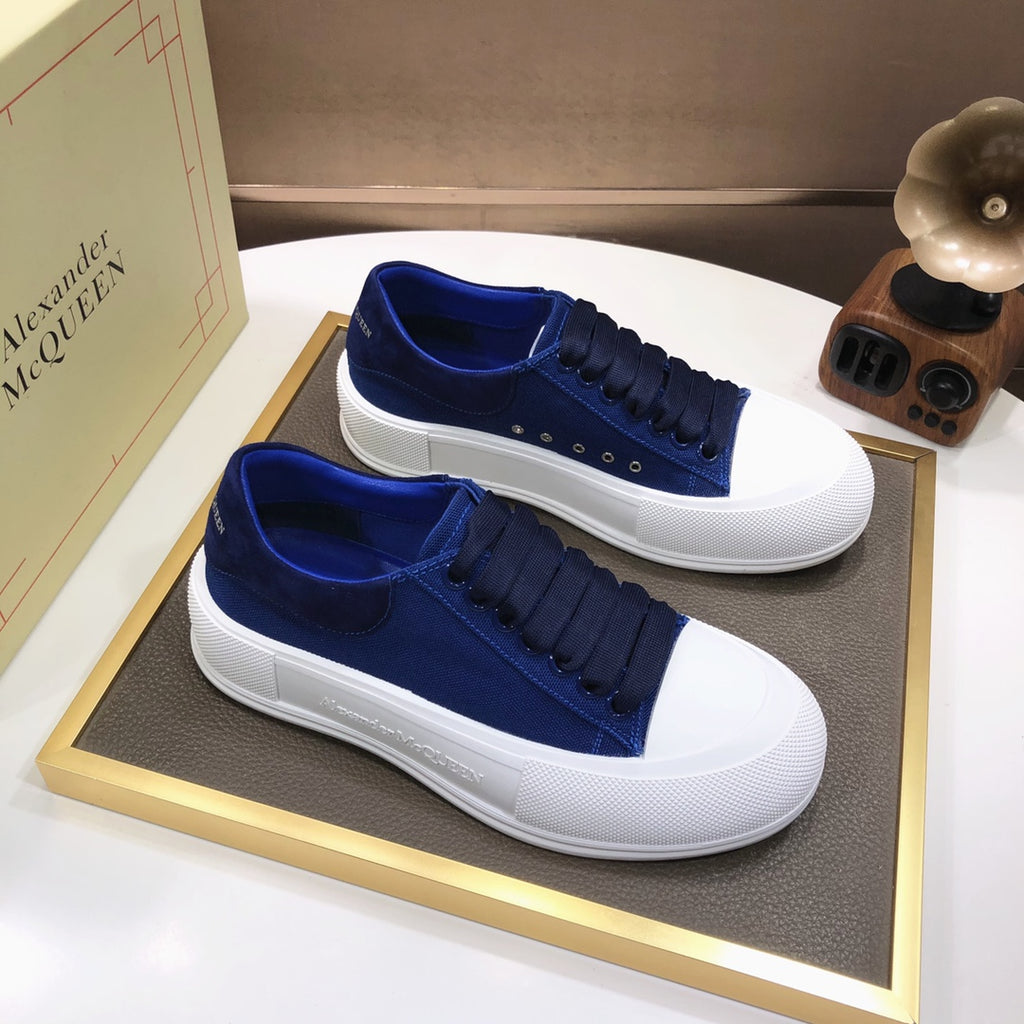 Alexander Mcqueen Navy Deck Lace-up Plimsoll Sneaker