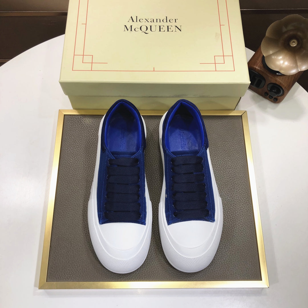 Alexander Mcqueen Navy Deck Lace-up Plimsoll Sneaker